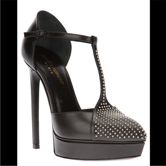 YSL Studded Janis Mary Jane Heel. Black. Size 38. - Picture 4 of 15